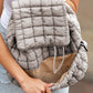 Medium Grey Solid Flapped Quilted Puffer Backpack