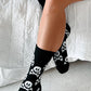 Color black Halloween Skull & Crossbones Crew Socks