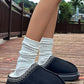 Black Contrast Edge Suede Plush Lined Thick Sole Winter Slippers