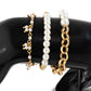 Gold 3pcs Pearl Plated Alloy Beaded Bracelet Set