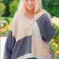 Ashleigh Blue Plus Size Textured Colorblock Patchwork V Neck Top