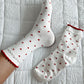 White Ruffled Heart Pattern Cotton Socks