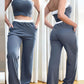 Contrast Binding Bandeau Ribbed Top & Pocket Design Pants Set