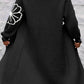 Black Flower Embroidered Drop Shoulder Open Front Duster Cardigan