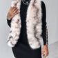 Tie Dye Pattern Open Front Fluffy Vest Coat