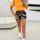 O neck Top & Pocket Design Drawstring Shorts Set