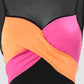 Colorblock Contrast Mesh Crop Top & High Waist Pants Set