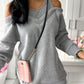 Cold Shoulder Long Sleeve Sweatshirt Pullover Casusal Mini Dress