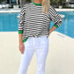 Black Striped Contrast Edge Long Sleeve Top