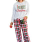 Multicolor Merry Christmas Plaid Print Two Piece Lounge Set