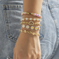 Gold Daisy Heart Pearl Beaded Multi Layer Bracelet