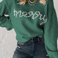 Blackish Green Pearl Beaded Merry Casual Sweater