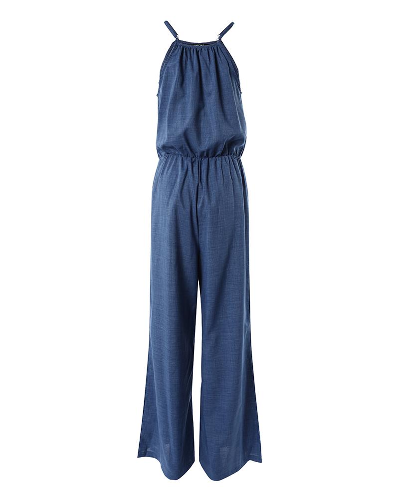 Spaghetti Strap Drawstring Casual Jumpsuit