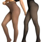 2 Pack High Waist Fleece Lined Tights Fake Translucent Thermal Pantyhose Leggings