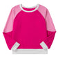 Strawberry Pink Striped Patchwork Crew Neck Raglan Sleeve Top