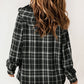 Black Plaid Pattern Sherpa Lined Hooded Shacket