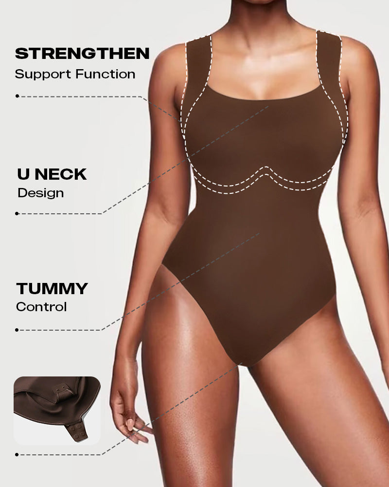 ChicMe ContourX U Neck Shapewear Built in Bra Sleeveless High Strechy Slim Fit Tank BodySuits