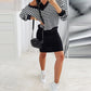 2PCS Striped V Neck Sweatshirt & Thick Strap Bodycon Dress Set