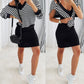 2PCS Striped V Neck Sweatshirt & Thick Strap Bodycon Dress Set