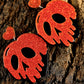 Fiery Red Halloween Skull Heart Shape Acrylic Stud Earrings