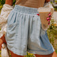 Beau Blue Light Wash Pocketed Wide Leg Denim Shorts