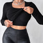 U Neck Built in Bra Long Sleeve Ribbed Top