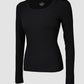 U Neck Built in Bra Long Sleeve Ribbed Top