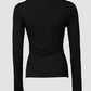 U Neck Built in Bra Long Sleeve Ribbed Top