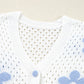 White Flower Knit Hollow Out Open Short Cardigan