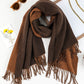 Chestnut Bohemian Fringe Trim Textured Scarf