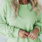 Moonlight Jade Solid Cord Ribbed Drop Shoulder Pullover Top