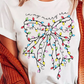 White Colored Light Bowknot Graphic Crewneck T Shirt