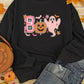 Black BOO Pumpkin Ghost Print Crew Neck Halloween Sweatshirt