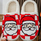 Fiery Red Checkered Santa Claus Graphic Plush Home Slippers