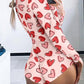 Valentine's Day Heart Pattern Button Front Long Sleeve Rompers Onesie Pajamas