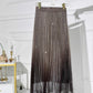 Ombre Sheer Mesh Patch A Line Pleated Glitter Skirt