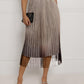 Ombre Sheer Mesh Patch A Line Pleated Glitter Skirt