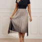 Ombre Sheer Mesh Patch A Line Pleated Glitter Skirt