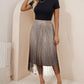 Ombre Sheer Mesh Patch A Line Pleated Glitter Skirt