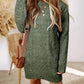 Round Neck Long Sleeve Sweater Dress Casual Loose Fit Cable Knit Pullover Mini Dress