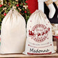 White Christmas Santa Claus Elk Letter Print Drawstring Gift Sack Bag