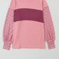 Peach Blossom Colorblock Striped Bishop Sleeve Top