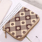 Khaki Flower Checkered PU Leather Wallet