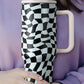 Color black Crazy Checkerboard Vacuum Insulated Travel Cup