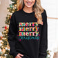 Black Merry Christmas Painted Crew Neck Graphic Sweatshirt