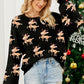 Black Christmas Reindeer Pattern Drop Shoulder Sweater