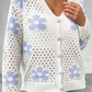 White Flower Knit Hollow Out Open Short Cardigan