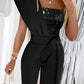 Contrast Sequin One Shoulder Jumpsuit