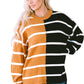 Stripe Oversized Contrast Printed Dropped Shoulder Top