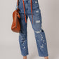 Ashleigh Blue Ripped Splattering Paint Rope Waist Cropped Straight Jeans